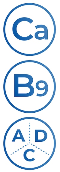 ikona kalcija, B9 in vitaminov A, D in C